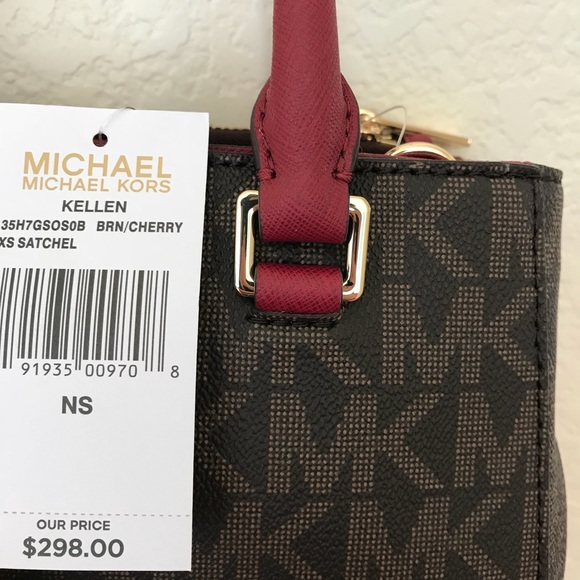 NWT MICHAEL KORS KELLEN BROWN CHERRY SATCHEL SMALL - Picture 5 of 8